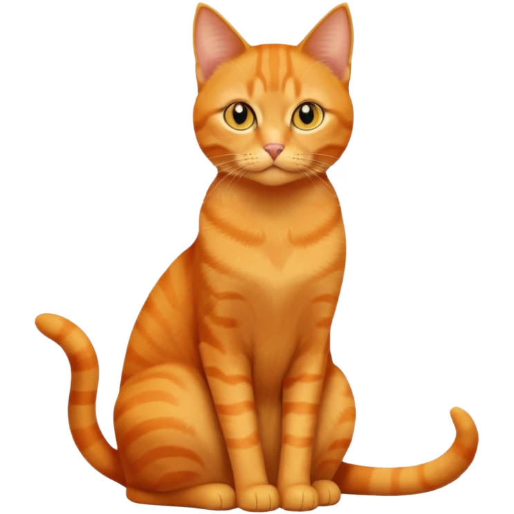 full body solid orange domestic shorthair slim cat with yellow/orange eyes sitting emoji