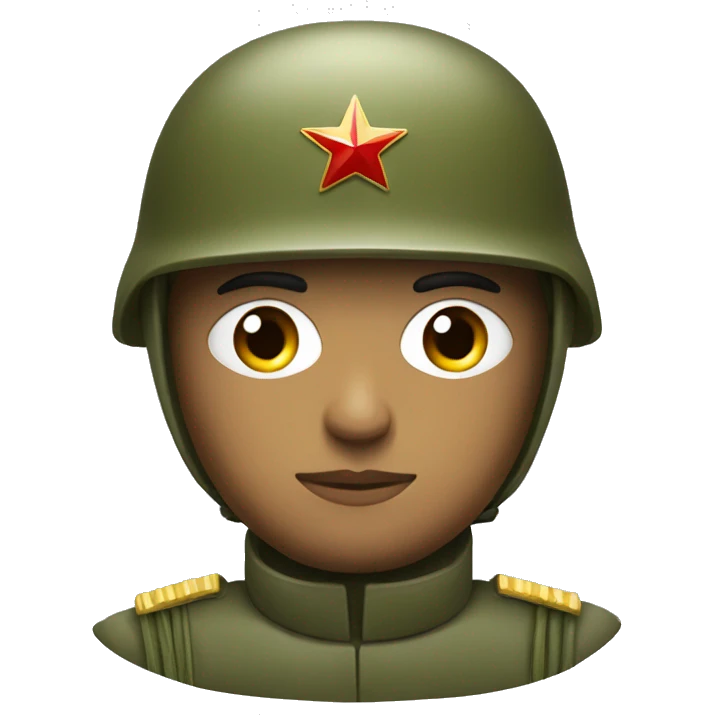 ussr soldier serious with military helmet emoji