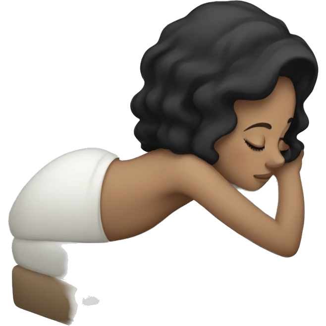 White girl with black hair sleeping  emoji