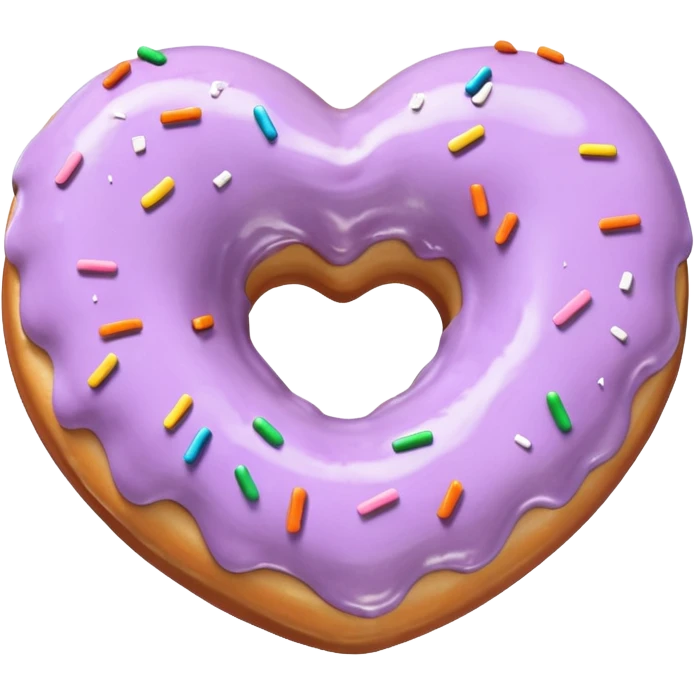 Realistic isolated heart shaped donut with pale lilac & glaze. emoji