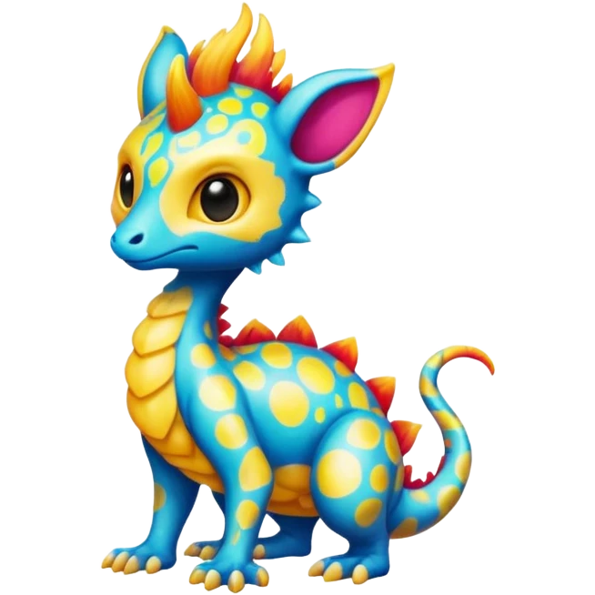 a colorful edgy cute vernid-fionbri-creature with splash patterns full body emoji