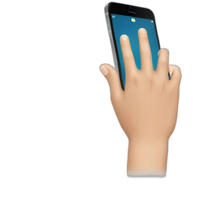 Hand using mobile emoji