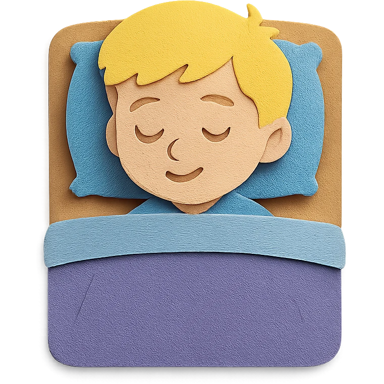 blonde boy sleeping in bed emoji
