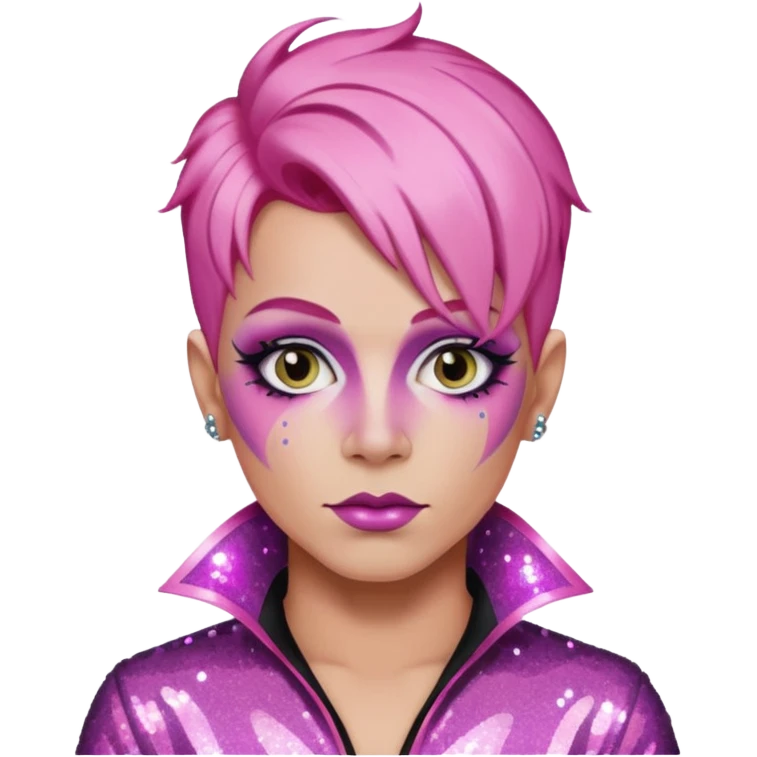 pink hair drag king fabulous makeup with glitter emoji