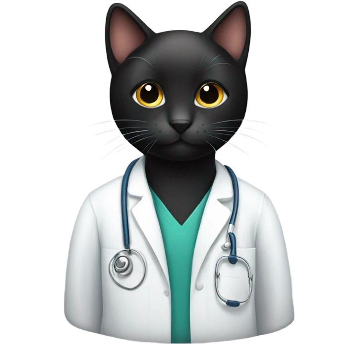 One black cat one veterinarian  emoji