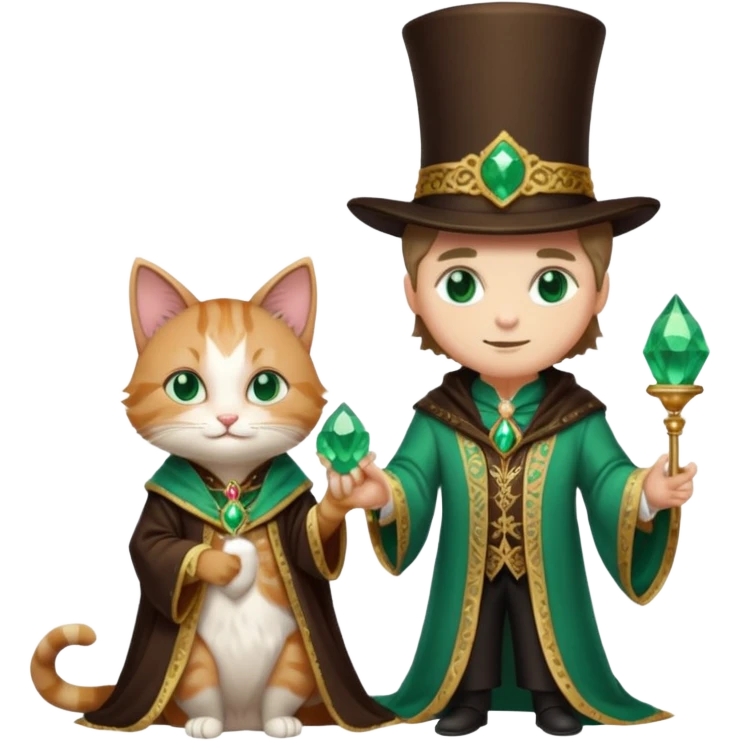 magician couple and their pet cat emoji