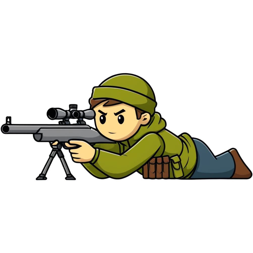 sniper cartoon lying down shooting position emoji
