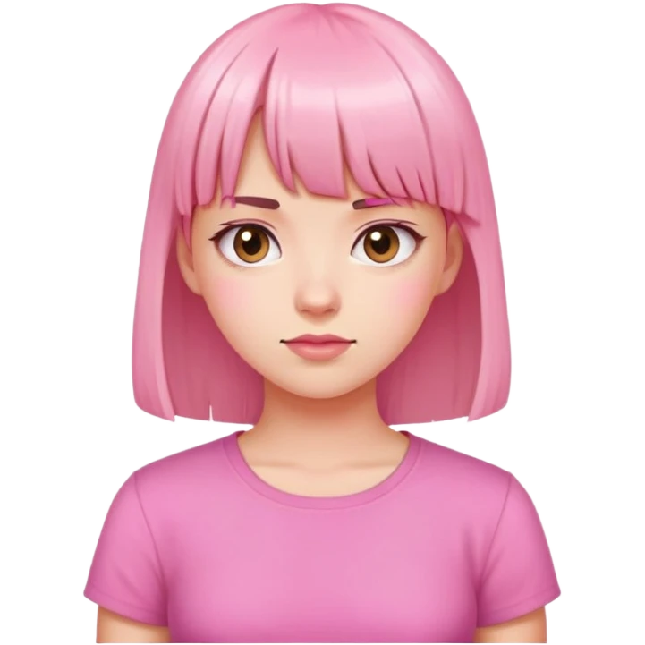 Girl with pink shirt and bangs emoji