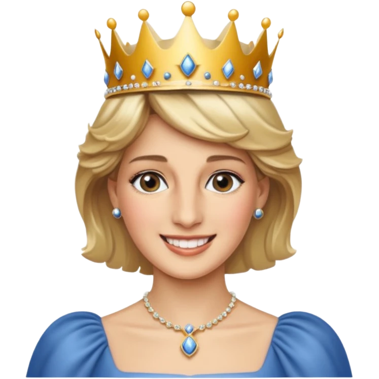 content face, Princess Diana with crown emoji
