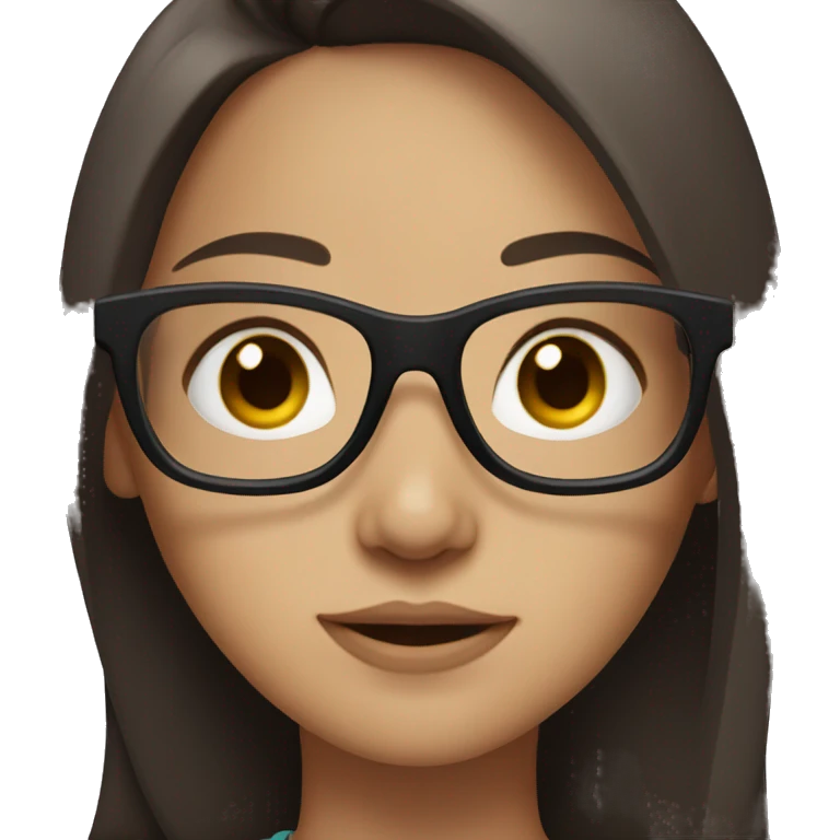 Girl with glasses, dark brown long hair and eyes, light skin  emoji