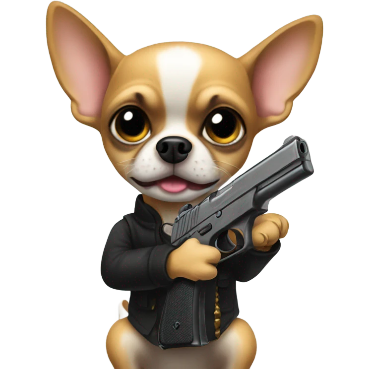 Chihuahua with a gun emoji