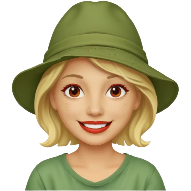 messy green clay mask and red tourist hat blond woman emoji