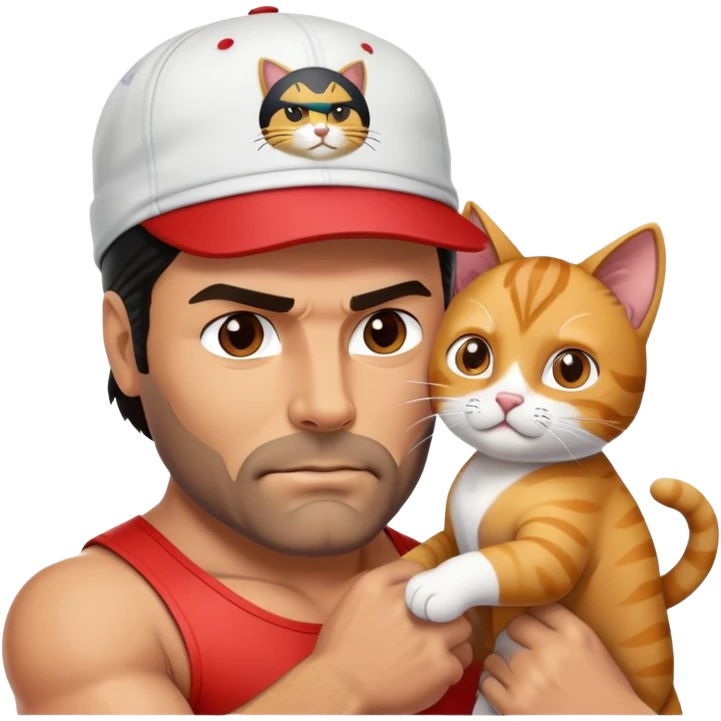 Razor Ramon wrestler from WWF defeating a cat wearing a cap emoji