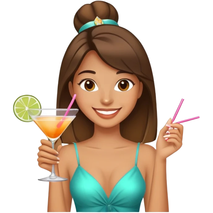 21st birthday girl with a drink emoji