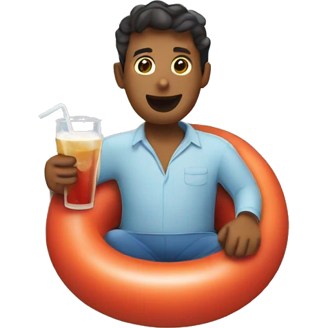 Tubing with drink in hand emoji