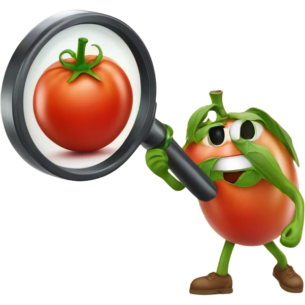 happy tomato with magnifying glass in hand emoji