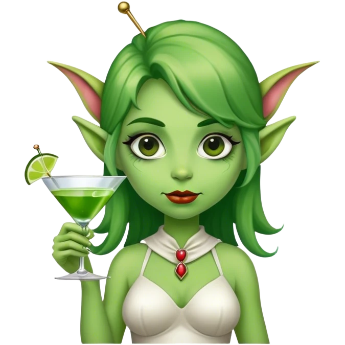a green martini with ogre ears. i’m just a girl martini shrek aesthetic  emoji