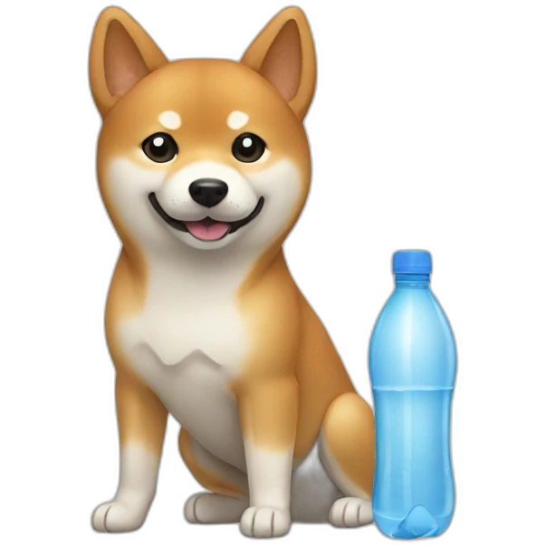 shiba with water bottle emoji