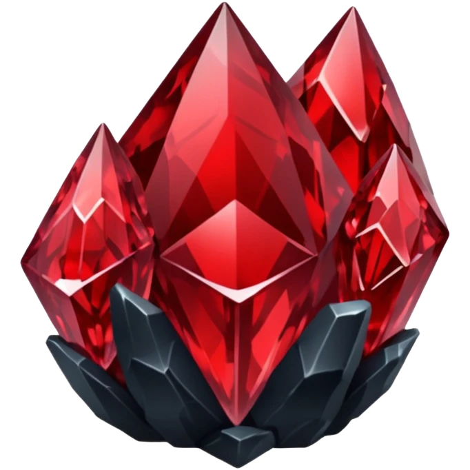iOS sticker, dark fantasy crystal, monochrome red, minimal emoji