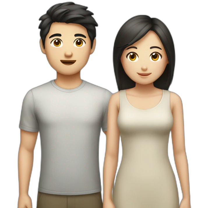 Asian boy and Caucasian girl couple emoji