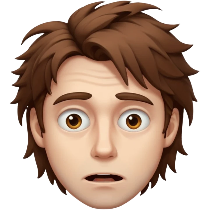 man with wild weird expression and messy hair emoji