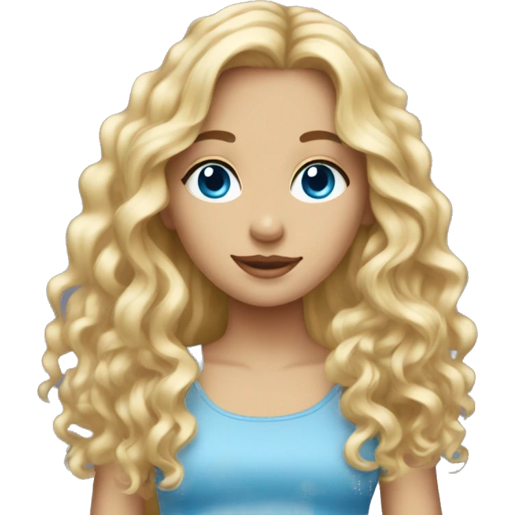 beautiful girl with long curly blonde hair and blue eyes emoji