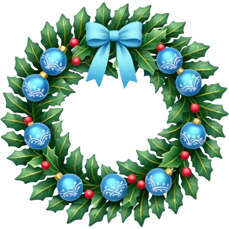 small Christmas wreath with light blue details emoji