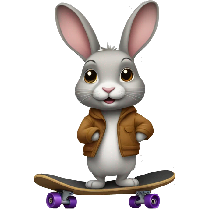 rabbit with uggs on a skateboard emoji