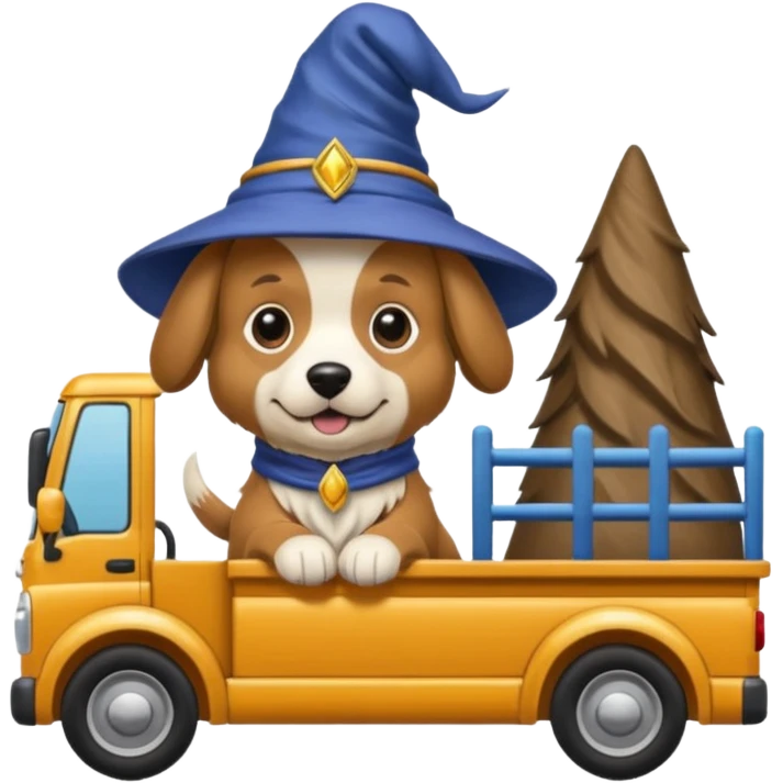 Doggie wizard is driving a lorry 🚛 emoji