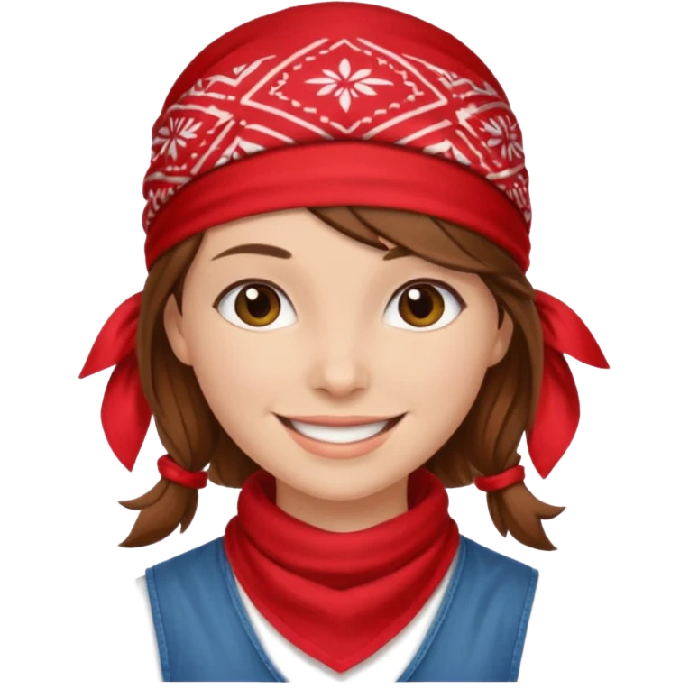 brown haired woman with wearing red bandana emoji