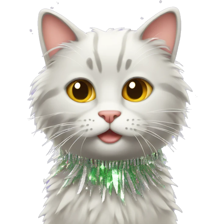 Cat wearing tinsel emoji