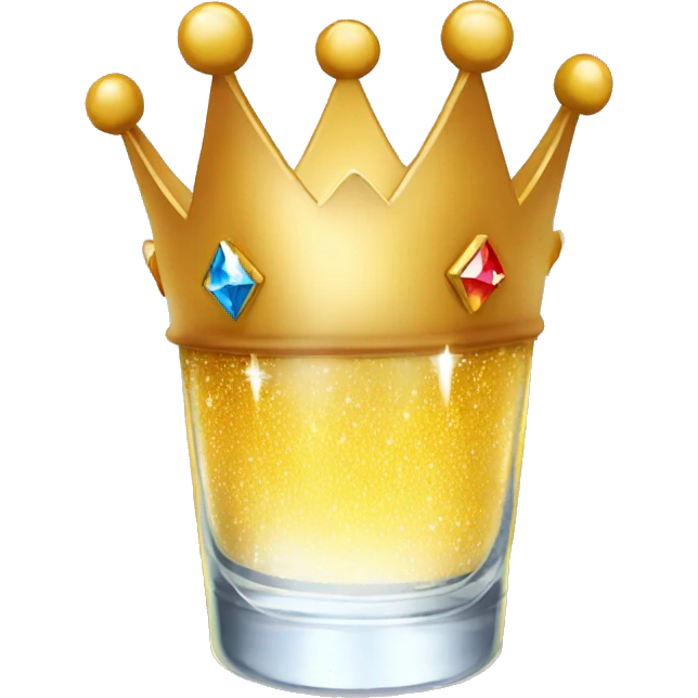 A sparkling shotglass inside of a crown emoji
