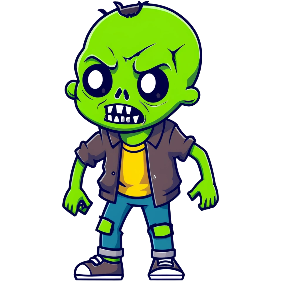 cartoon zombie with green skin and ragged clothes emoji