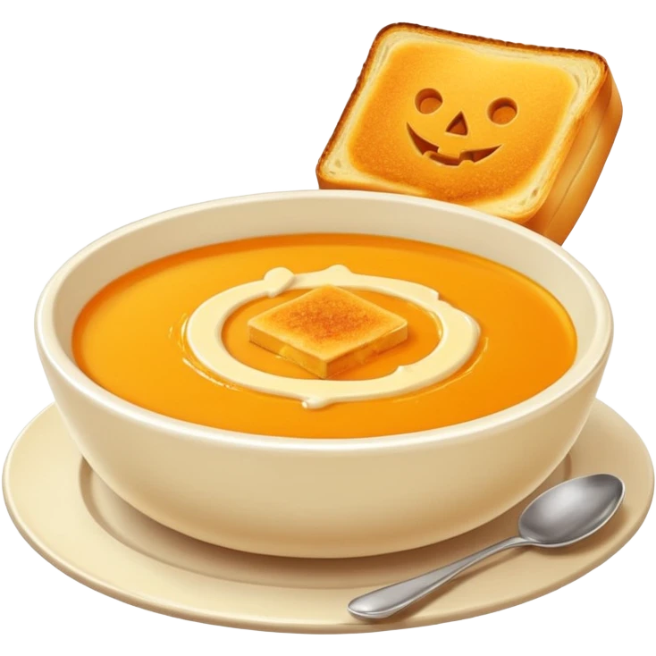pumpkin soup with sliced grilled cheese on the side emoji