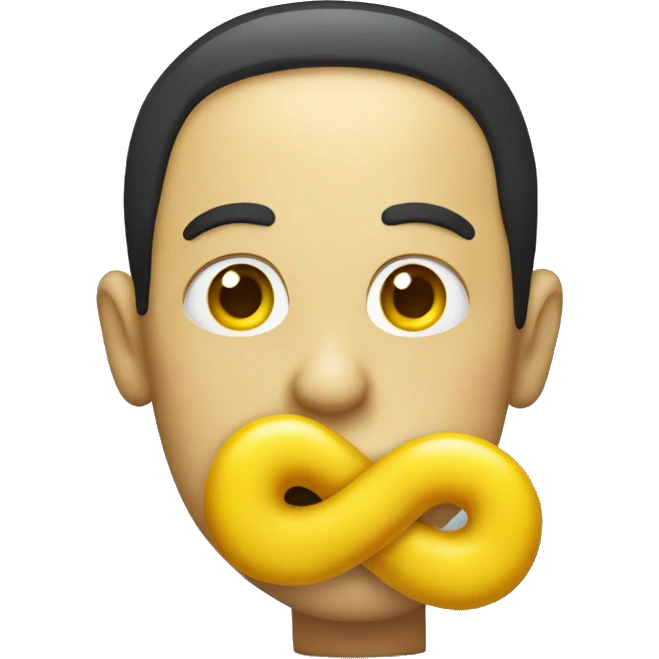 a funny looking person holding a yellow bone to its mouth emoji