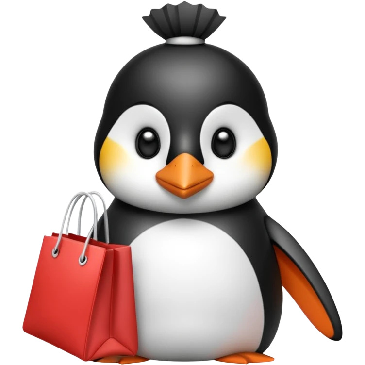 Penguin with a sephora bag emoji