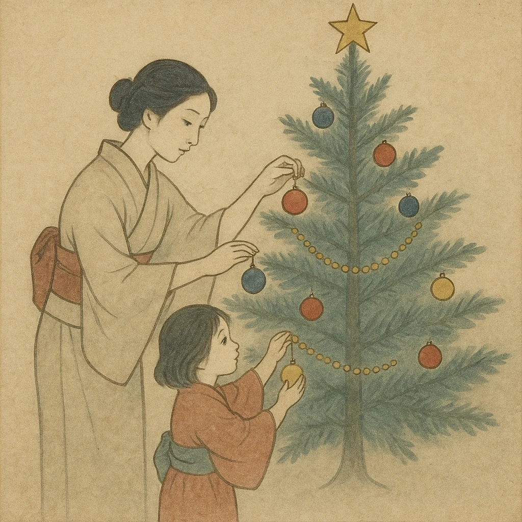 people decorating a Christmas tree emoji