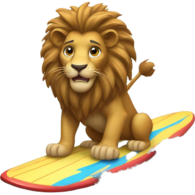 Lion on a surf with boxes  emoji