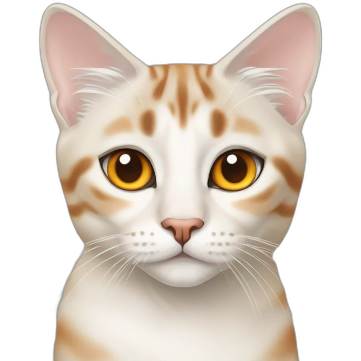 three cats one grey lynx point siamese cat with blue eyes ,one orange and white tabby cat with yellow eyes ,one orange cat with orange eyes emoji