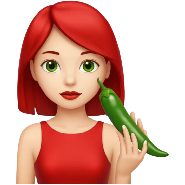 Girl with green chili emoji