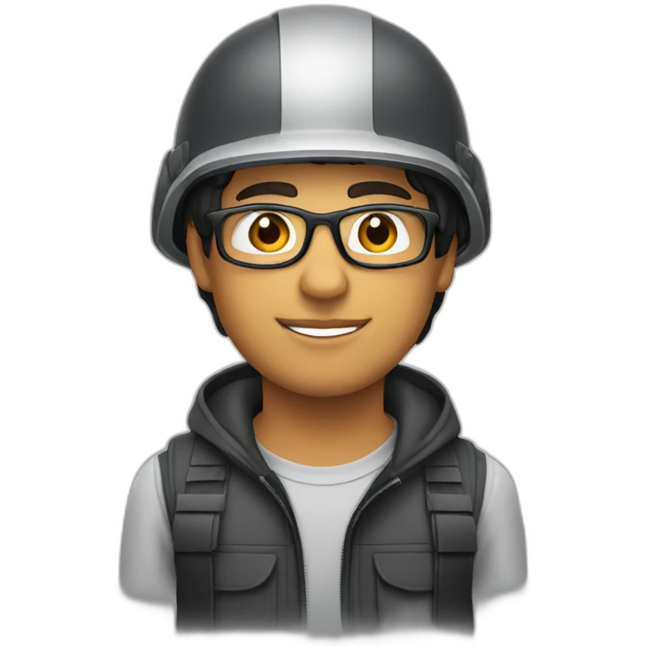 Young-man-hispanic-with-helmet-and-glasses emoji