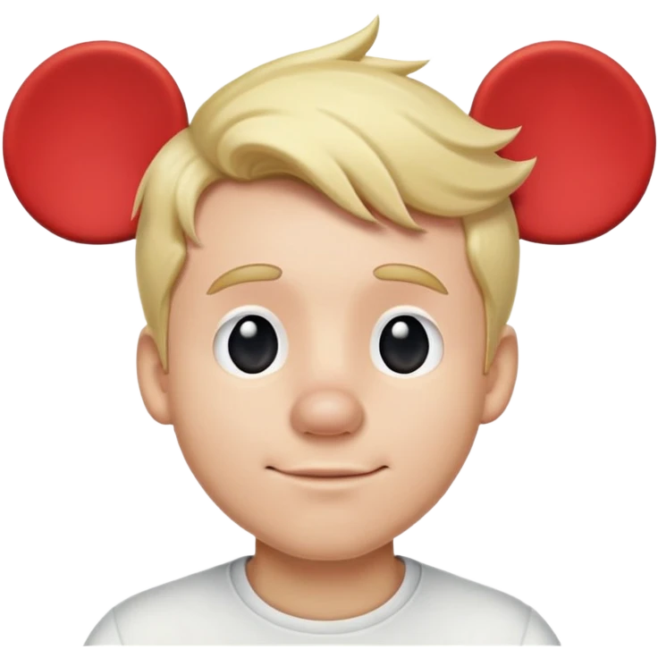 Man blonde hair wearing Mickey Mouse ears emoji