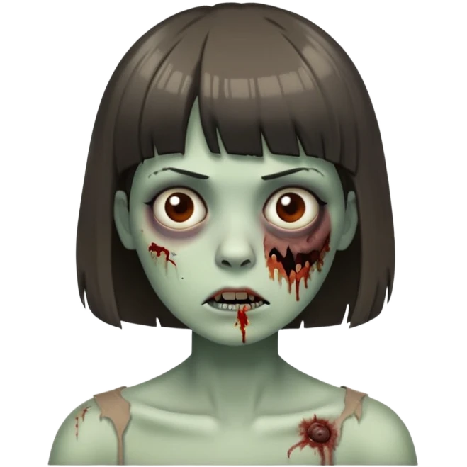 zombie short hair w bang w mole in upper lips left side emoji