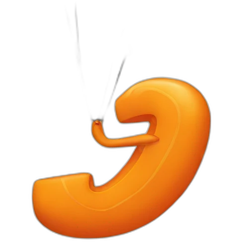 a large orange letter Q to which the parachute is attached emoji