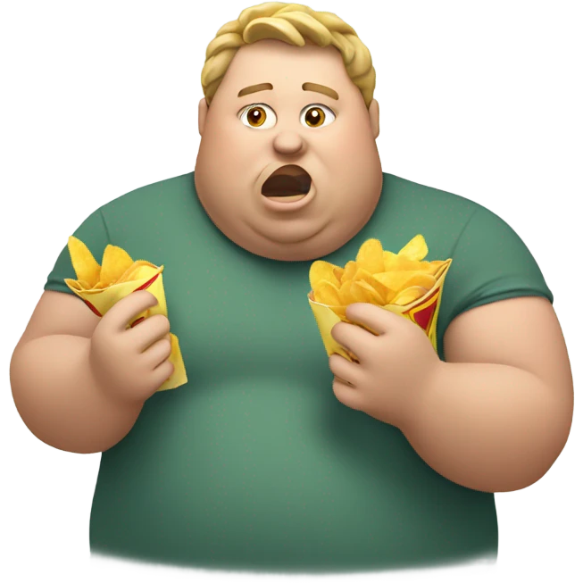 Fat guy eating chips emoji
