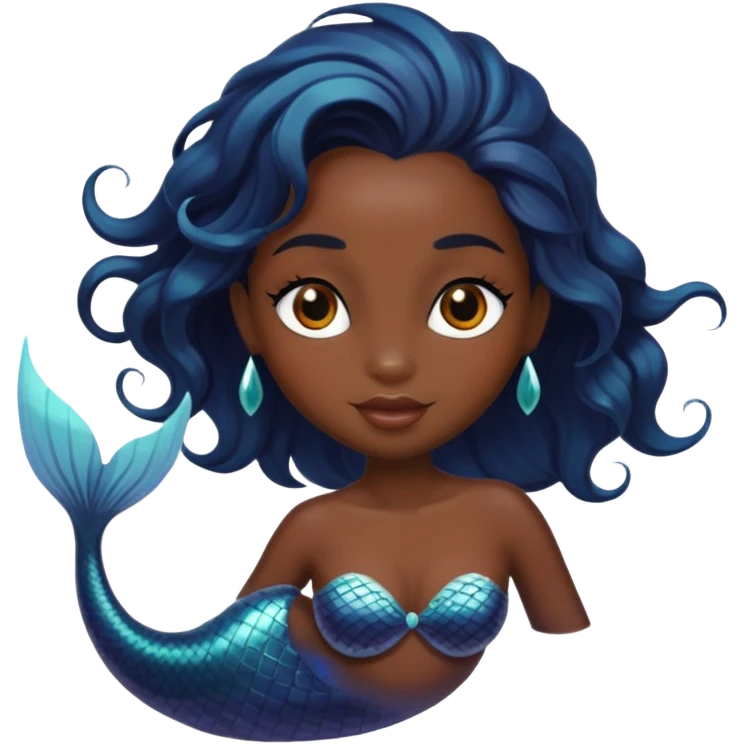 black mermaid with dark skin emoji