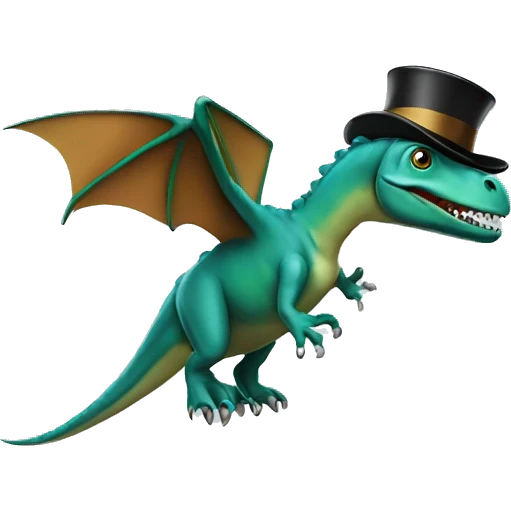 flying dinosaur with top hat emoji