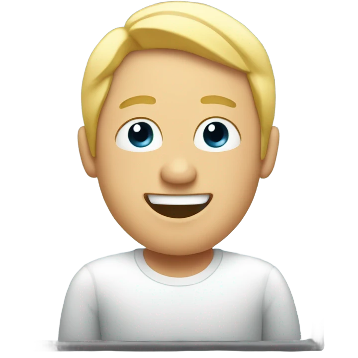 white happy man looking himself in the mirror emoji