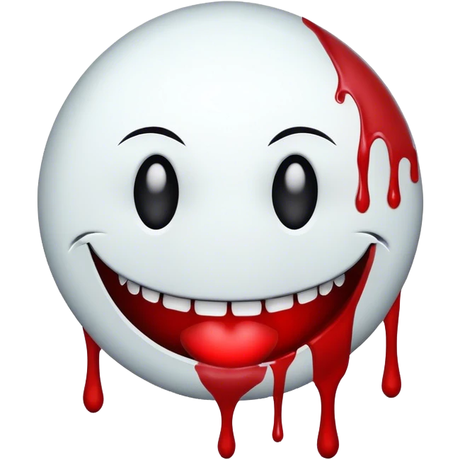 Dead smiley face with blood spray emoji