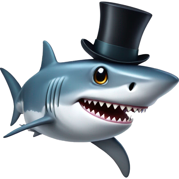 Shark with a top hat emoji